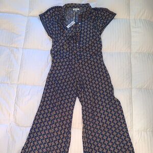 Max Studio Tie Waist Print Jumpsuit